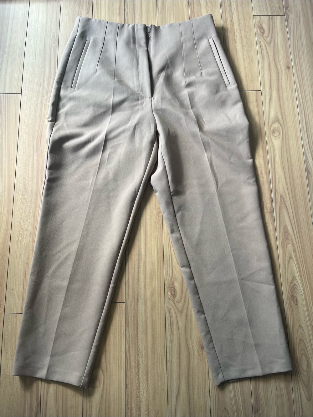 Zara Tan Slim Pleated womens Dress Pants